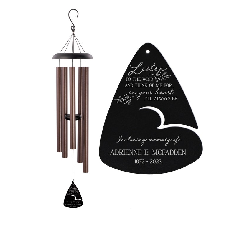 Personalized in memory of wind chime with Listen to the wind quote