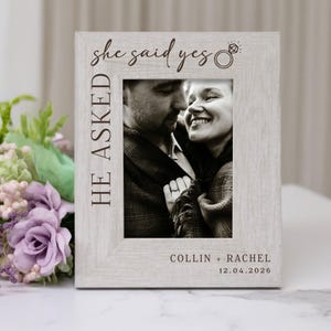 She Said Yes Picture Frame | Personalized Engagement Picture Frame | Newly Engaged Gift | Cute Engagement Keepsake | Engaged Couple Gifts