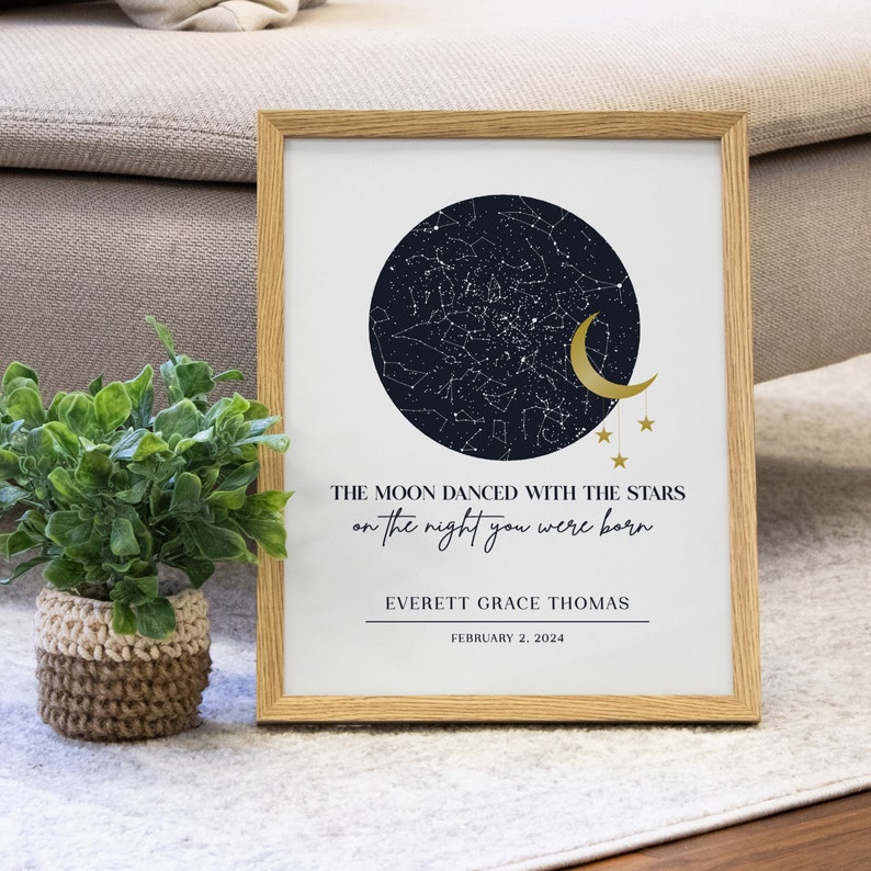 Custom Nursery Sign | the Night You Were Born Star Map Sign ...