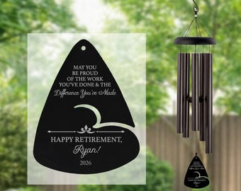Personalized Retirement Gifts for Women | Women's Retirement Wind Chime | Unique Coworker Retirement Gift for Her | Teacher Retirement Gift