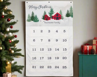 Christmas Tree Advent Calendar | Personalized Christmas Countdown Calendar | Christmas Decorations | Hanging Advent Calendar for Children