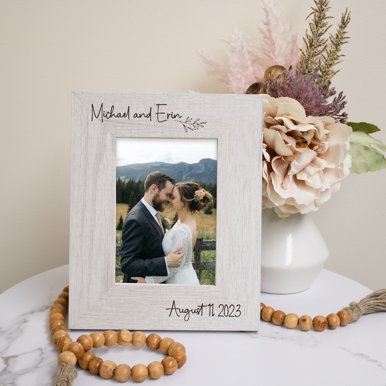 Personalized Wedding Gift for Couples | Wedding Picture Frame | Engraved Anniversary Picture Frame | Custom Engraved Wedding Photo Frame