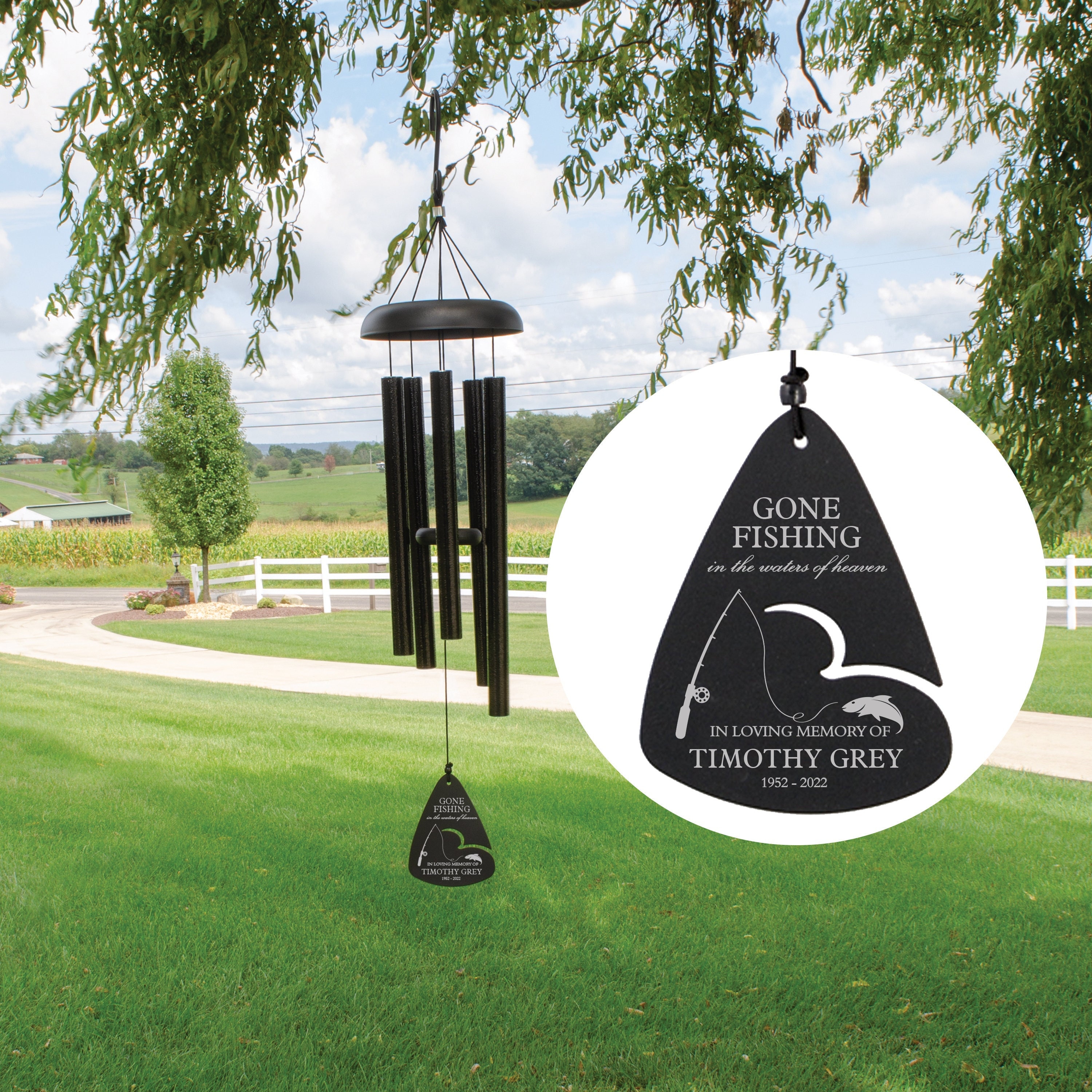 Fishing in Heaven Memorial Wind Chime | Personalized Gone