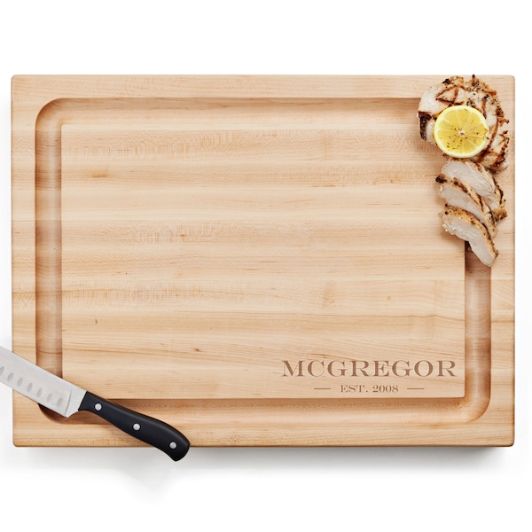 Large Butcher Block Cutting Board | Extra Large Maple Cutting Board | Engraved Edge Grain Cutting Board | Grilling Cutting Board for Him