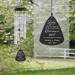 Mom Listen to the Wind Chime | Personalized Mom Memorial Wind Chime | In Memory of Mom Wind Chime | Loss of Mother | Mom Bereavement Gifts