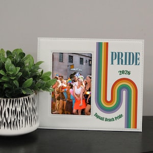 Personalized Pride Parade Picture Frame | Gay Pride Festival Location Gift | LGBTQ Vegan Leather Frame | First Pride Coming Out Keepsake