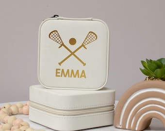 Lacrosse Gifts for Girls | Personalized Lacrosse Jewelry Box | Lacrosse Travel Jewelry Box with Name | Gift for Lacrosse Seniors