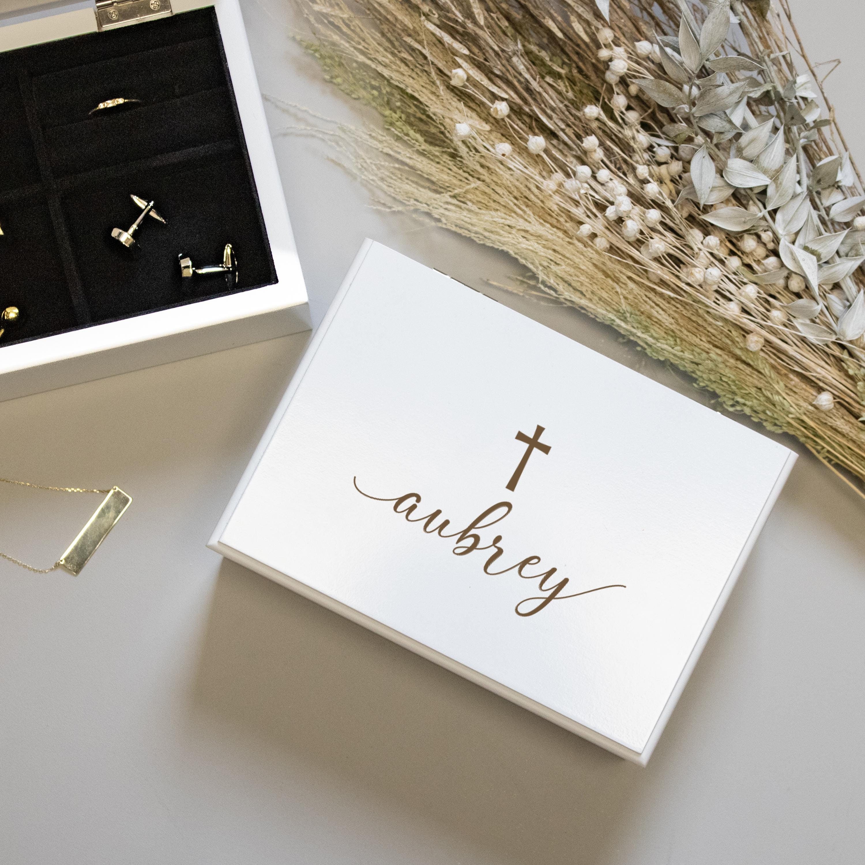 Religous Box Engraved Religious Jewelry Box | Personalized Cross Jewelry Box ...