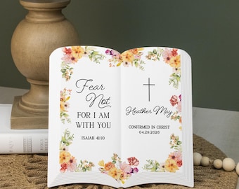 Confirmation Ceramic Book Keepsake | Custom Religious Gift Confirmed | Personalized Confirmation Gift for Her | Cross Decor Catholic Plaque