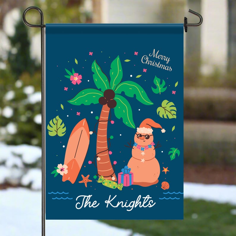 Coastal Christmas Garden Flag Beach Christmas Flag Coastal Christmas