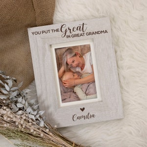 Great Grandma Picture Frame | Personalized Great Grandma Mother&#39;s Day Frame | Put the Great in Great Grandma | Great Grandma Christmas Gift