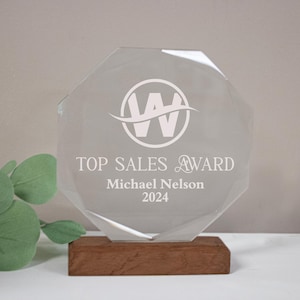 Personalized Corporate Award Plaque | Company Recognition Plaque Logo | Work Anniversary Award | Employee Trophy | Years of Service Award