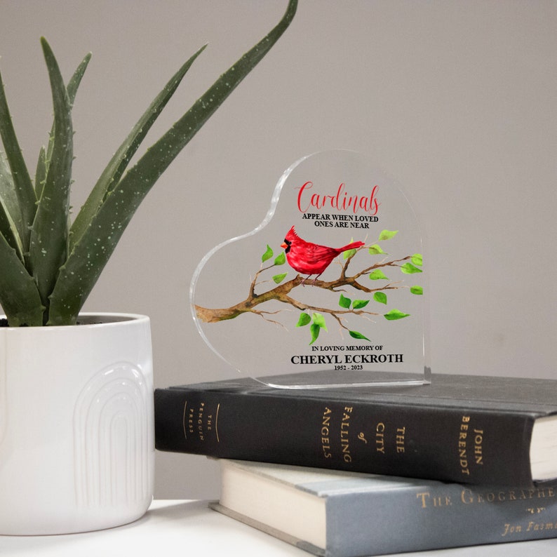 Cardinal Memorial Heart Decor | Personalized Cardinal Memorial Gift ...