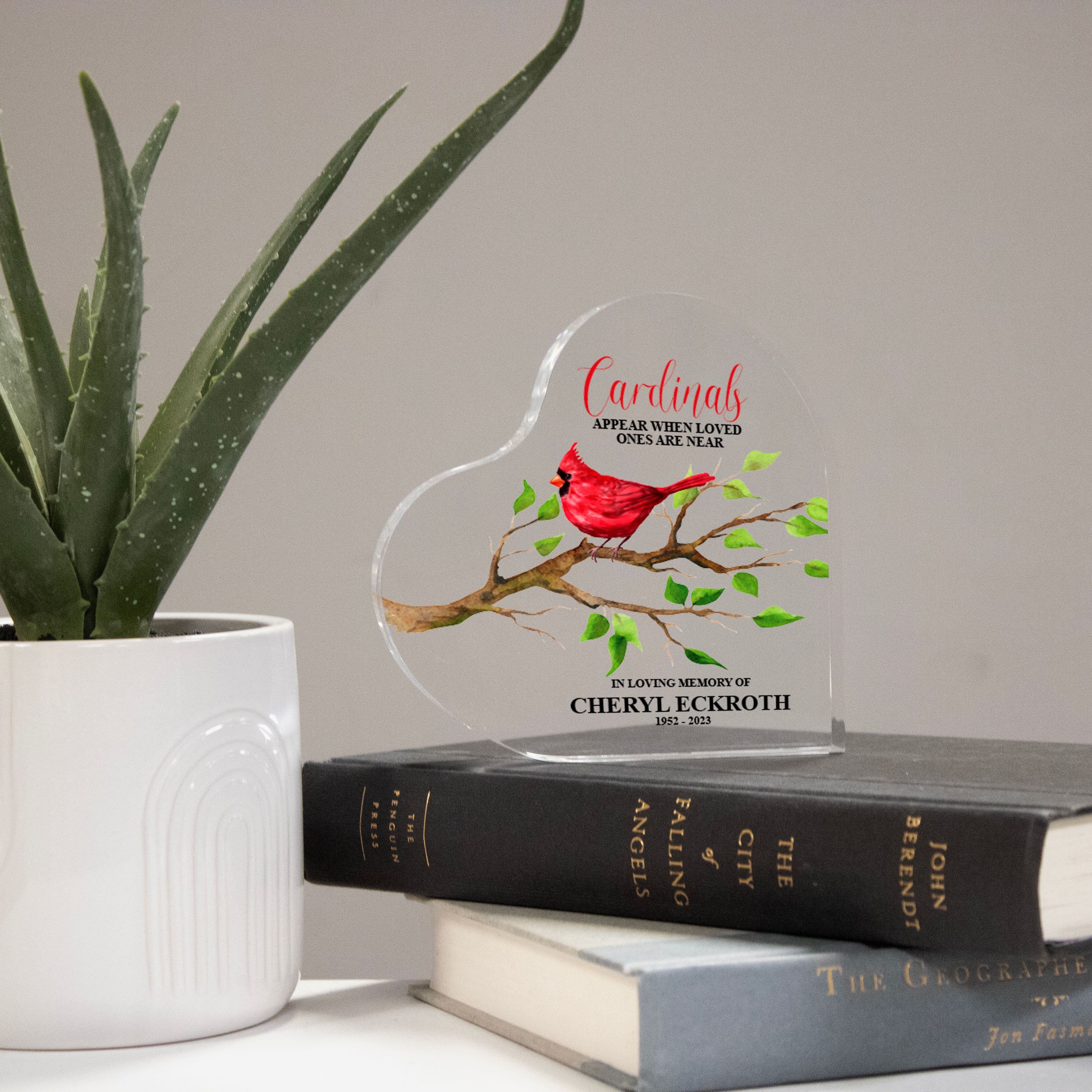 Cardinal Memorial Cardinal Memorial Heart Decor | Personalized Cardinal Memorial Gift ...