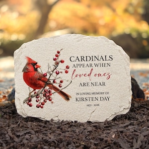 Cardinal Memorial Garden Stone | Personalized Sympathy Stepping Stone | In Memory Of Gift | Bird Remembrance Gift | Custom Outdoor Memorial