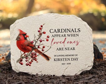 Cardinal Memorial Garden Stone | Personalized Sympathy Stepping Stone | In Memory Of Gift | Bird Remembrance Gift | Custom Outdoor Memorial