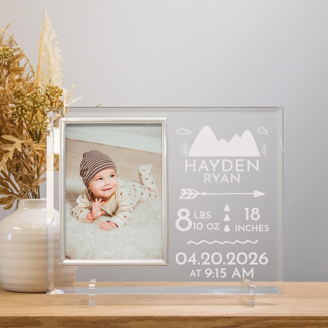 Sign Baby Frame Baby Picture Frame Personalized | Engraved Baby Birth Stats Picture ...