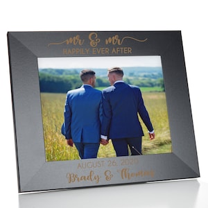 Personalized Mr. & Mr. Wedding Picture Frame Black 8 x 10 Gay Wedding Gift Same Sex Wedding Gift Gay Wedding Picture Frame Gift image 1