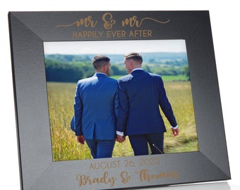 Personalized Mr. & Mr. Wedding Picture Frame - Black 8" x 10" | Gay Wedding Gift | Same Sex Wedding Gift | Gay Wedding Picture Frame Gift