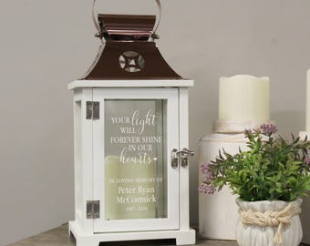 Personalized Memorial Lantern | In Memory of Lantern | In Memory Lantern | Funeral Gift | Light Shines Memorial Lantern | Custom Grief Gift