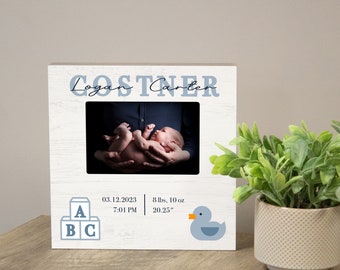 Personalized Baby Boy Birth Stats Frame | Newborn Boy Frame | Baby Shower Frame for Boy | New Parents of Baby Boy Gift | Baby Birth Stats