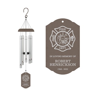 Carillon éolien commémoratif pour les pompiers | Cadeau de sympathie pour pompier | Cadeau commémoratif de pompier | Souvenir d'un pompier décédé | Mémorial des pompiers