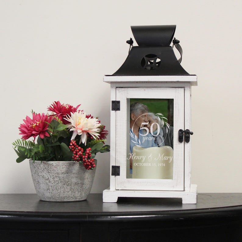 Anniversary Gifts for Couples | Personalized Anniversary Picture Frame Lantern | 10th Anniversary Gift | 50th Anniversary Gift for Parents afbeelding 3
