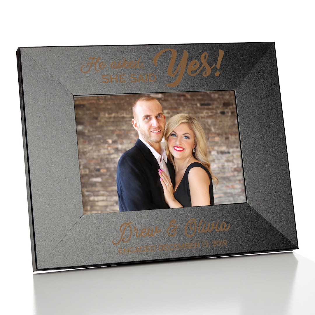 Personalized Engagement Picture Frame Picture Frame for Engaged Couple She Said Yes Picture