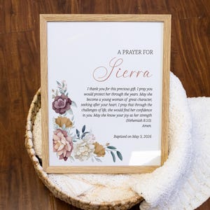 Baptism Prayer Keepsake Wall Art | Baptism Prayer Wall Sign for Girls | Godchild Baptism Dedication Sign | Religious Nursery Decor image 1