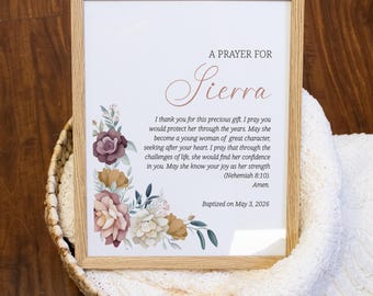 Baptism Prayer Keepsake Wall Art | Baptism Prayer Wall Sign for Girls | Godchild Baptism Dedication Sign | Religious Nursery Decor