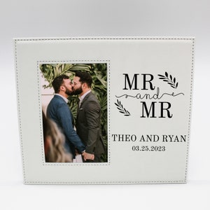 Mr & Mr Picture Frame Personalized Gay Wedding Picture Frame Gift Custom Mr and Mr Picture Frame LGBTQ Gay Wedding Picture Frame Gift White