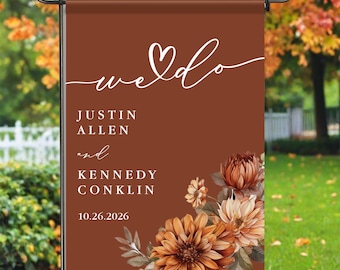 Terracotta Wedding Welcome Flag | Autumn Wedding Welcome Sign | Personalized Welcome Wedding Flag | Custom Outdoor Fall Wedding Venue Decor