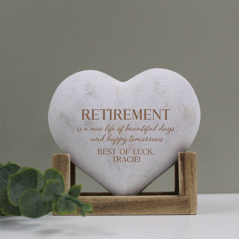 Retirement Gifts for Women Retirement Wooden Heart Keepsake Personalized Retirement Gift Retired Gift for Her Teacher Retirement image 1