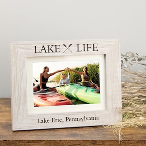 Lake Life Picture Frame | Personalized Lake Picture Frame | Lake House Decor | Lake House Picture Frame | Life is Better at the Lake Frame White - Horizontal