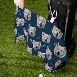 Custom Dog Dad Golf Towel | Dog Face Golf Bag Towel | Golf Gift for Pet Lover | Personalized Golf Accessory | Caddie Club Towel for Golfer