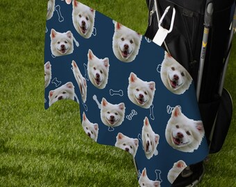 Custom Dog Dad Golf Towel | Dog Face Golf Bag Towel | Golf Gift for Pet Lover | Personalized Golf Accessory | Caddie Club Towel for Golfer
