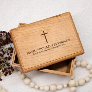 Confirmation Keepsake Box | First Holy Communion Keepsake Box | Religious Gift for Boys or Girls | Personalized Baptism Gift for Boy or Girl