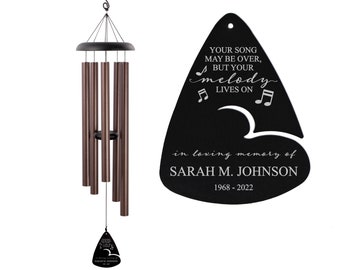 Your Song May Be Over Your Melody Lives On Wind Chime | Personalized Memorial Wind Chime | In Memory Gifts | Musical Remembrance Gift Idea