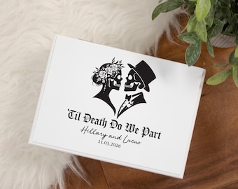 Til Death Gothic Wedding Jewelry Box | Halloween Wedding Gifts | Skeleton Bride and Groom | Gothic Bride Gifts | Halloween Couple Gifts