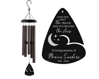 Moon & Stars Memorial Wind Chime | Miss You Beyond the Stars Sympathy Wind Chime | Custom Funeral Wind Chime | Personalized Bereavement Gift