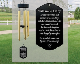 Golden Anniversary Wind Chime | 50th Wedding Anniversary Wind Chime | 50th Anniversary Gift for Parents | Golden Wedding Anniversary Gifts