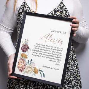 Baptism Prayer Keepsake Wall Art | Baptism Prayer Wall Sign for Girls | Godchild Baptism Dedication Sign | Religious Nursery Decor image 2