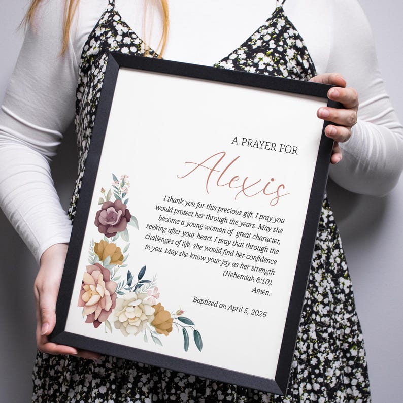 Baptism Prayer Keepsake Wall Art | Baptism Prayer Wall Sign for Girls | Godchild Baptism Dedication Sign | Religious Nursery Decor image 2