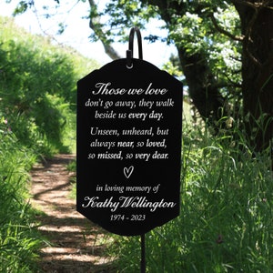 In Memory Of Garden Stake | Personalized Garden Memorial Plaque | Those We Love Don't Go Away Memorial Gift |  Memorial Plant Marker