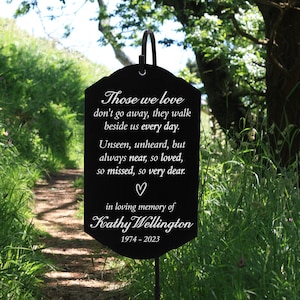 In Memory Of Garden Stake | Personalized Garden Memorial Plaque | Those We Love Don&#39;t Go Away Memorial Gift |  Memorial Plant Marker