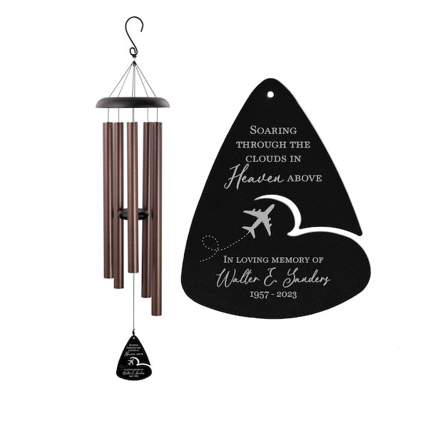 Airplane Memorial Wind Chime | Airplane Memorial Gift | Airplane Pilot Sympathy Gift | Airplane Remembrance Gift | In Memory Of Wind Chime