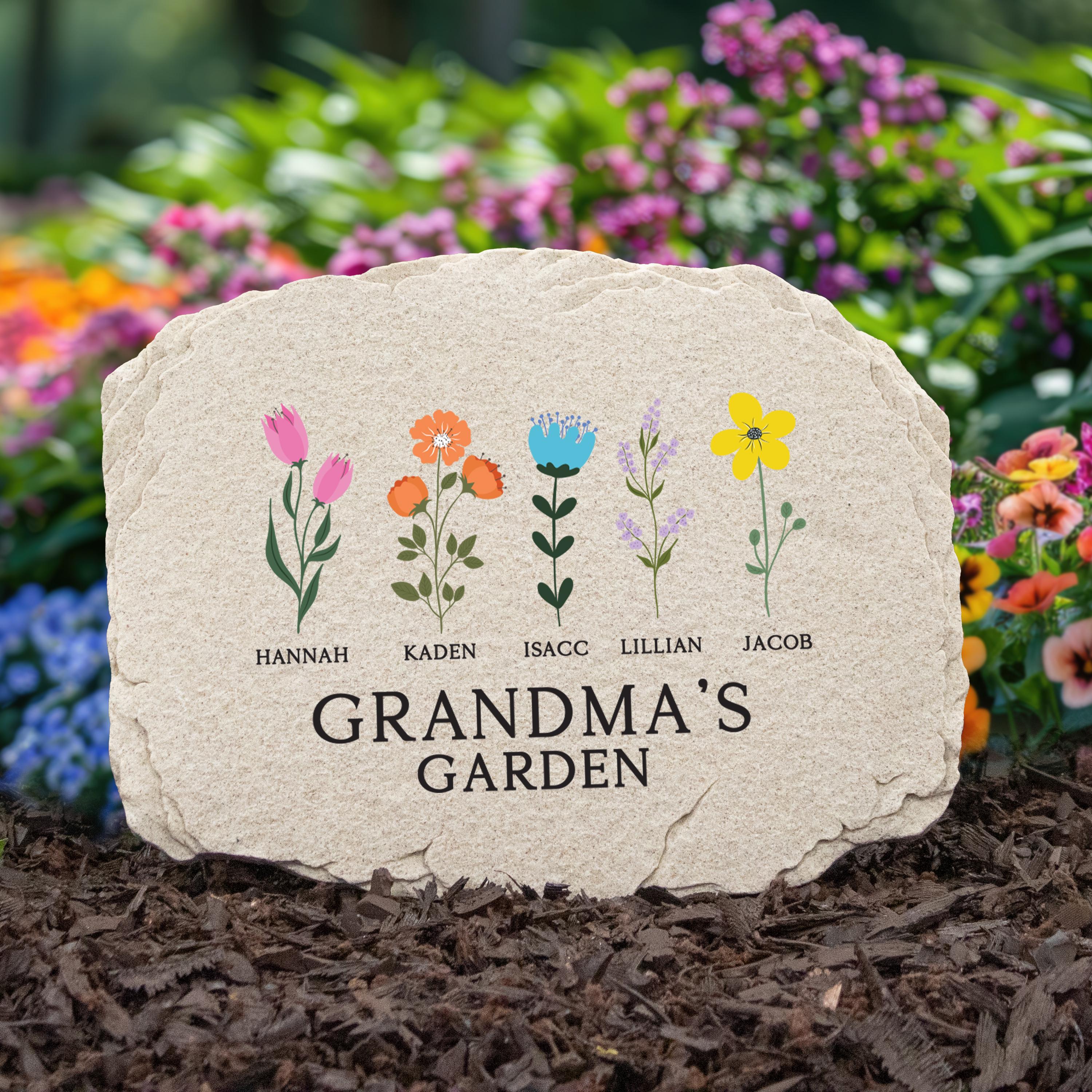 Grandma's Garden Stone | Personalized Grandma Stepping Stone | Gifts for Grandma | Mother's Day Gift for Grandma | Gift from Grandchildren