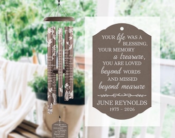 Missed Beyond Measure Memorial Wind Chime | Personalized Sympathy Gift | Funeral or Bereavement Gift for Loss of Loved One | Custom Sympathy