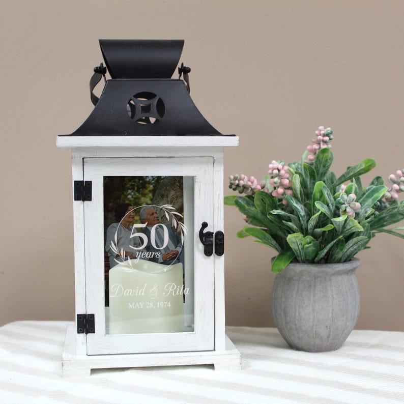Anniversary Gifts for Couples | Personalized Anniversary Picture Frame Lantern | 10th Anniversary Gift | 50th Anniversary Gift for Parents afbeelding 2
