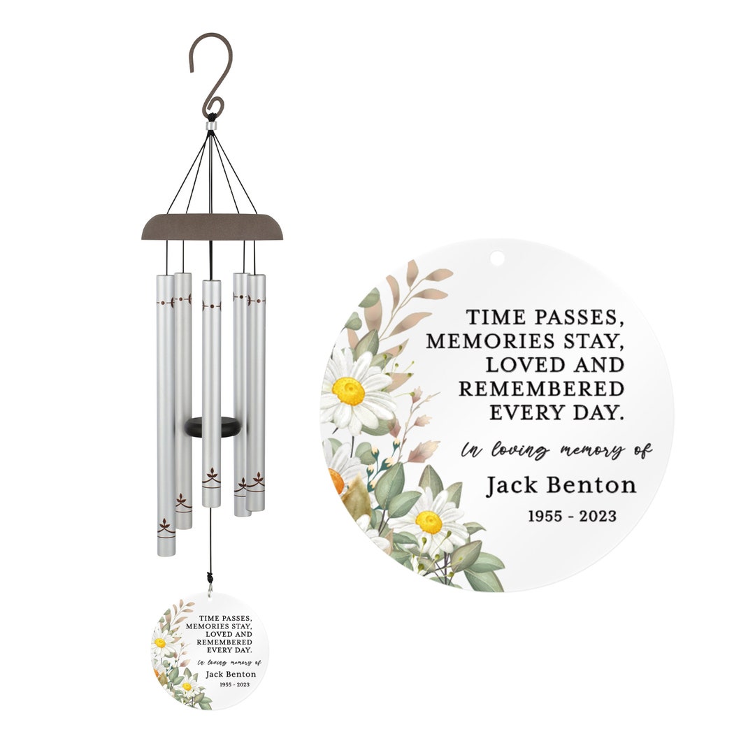 Memories Stay Memorial Wind Chime Personalized Loved and Remembered